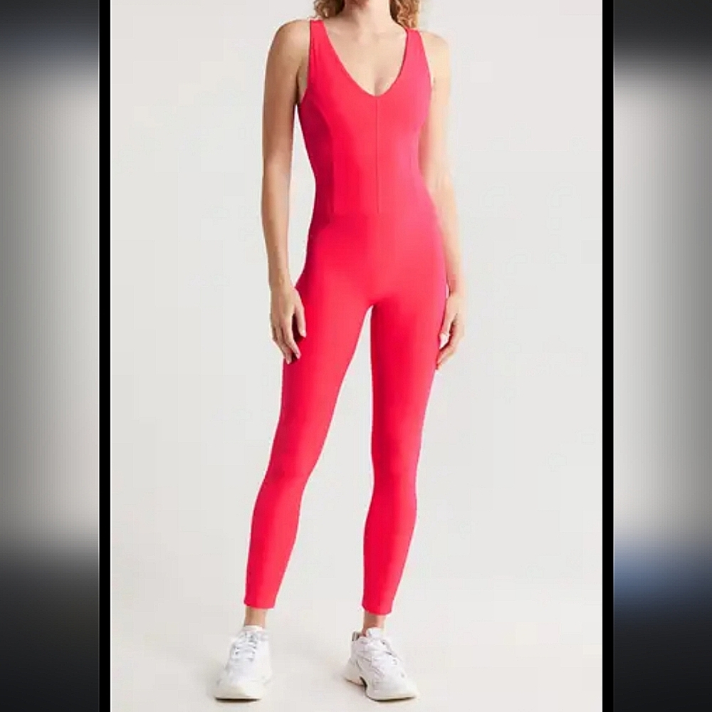 NEW FP Movement Never Better One-Piece Strappy Back Jumpsuit In Electric Sunset - Picture 3 of 9